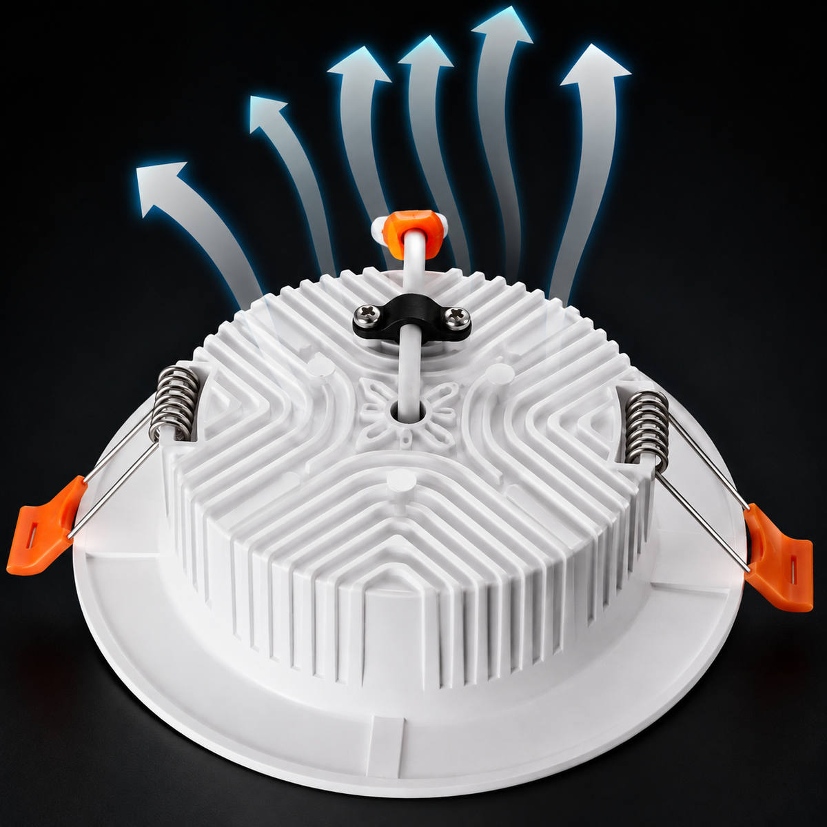 HDL Series - back view showing air convection heat dissipation design with arrows