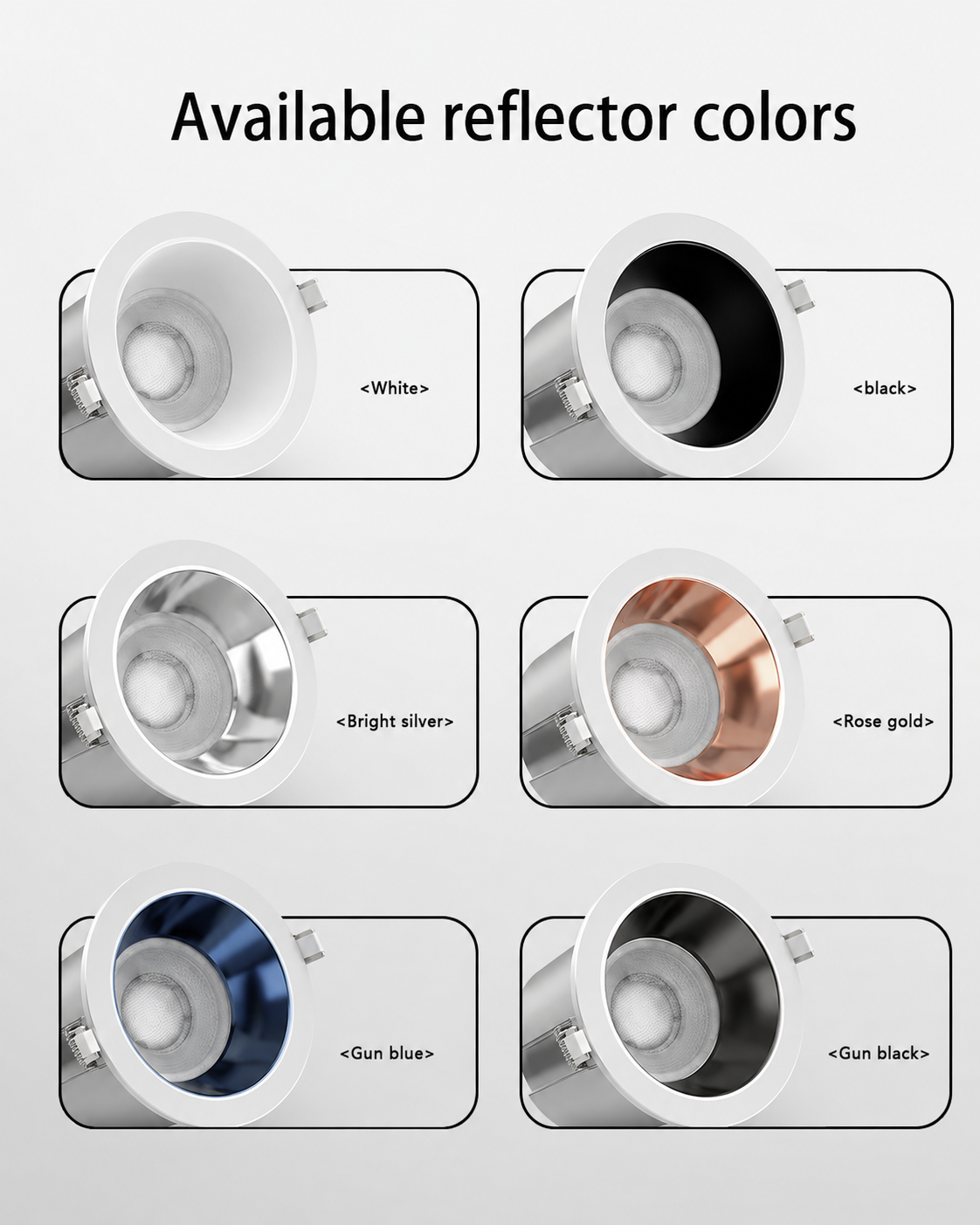 XDL Series - Available reflector colors White Black Bright Silver Rose Gold Gun Blue Gun Black six options