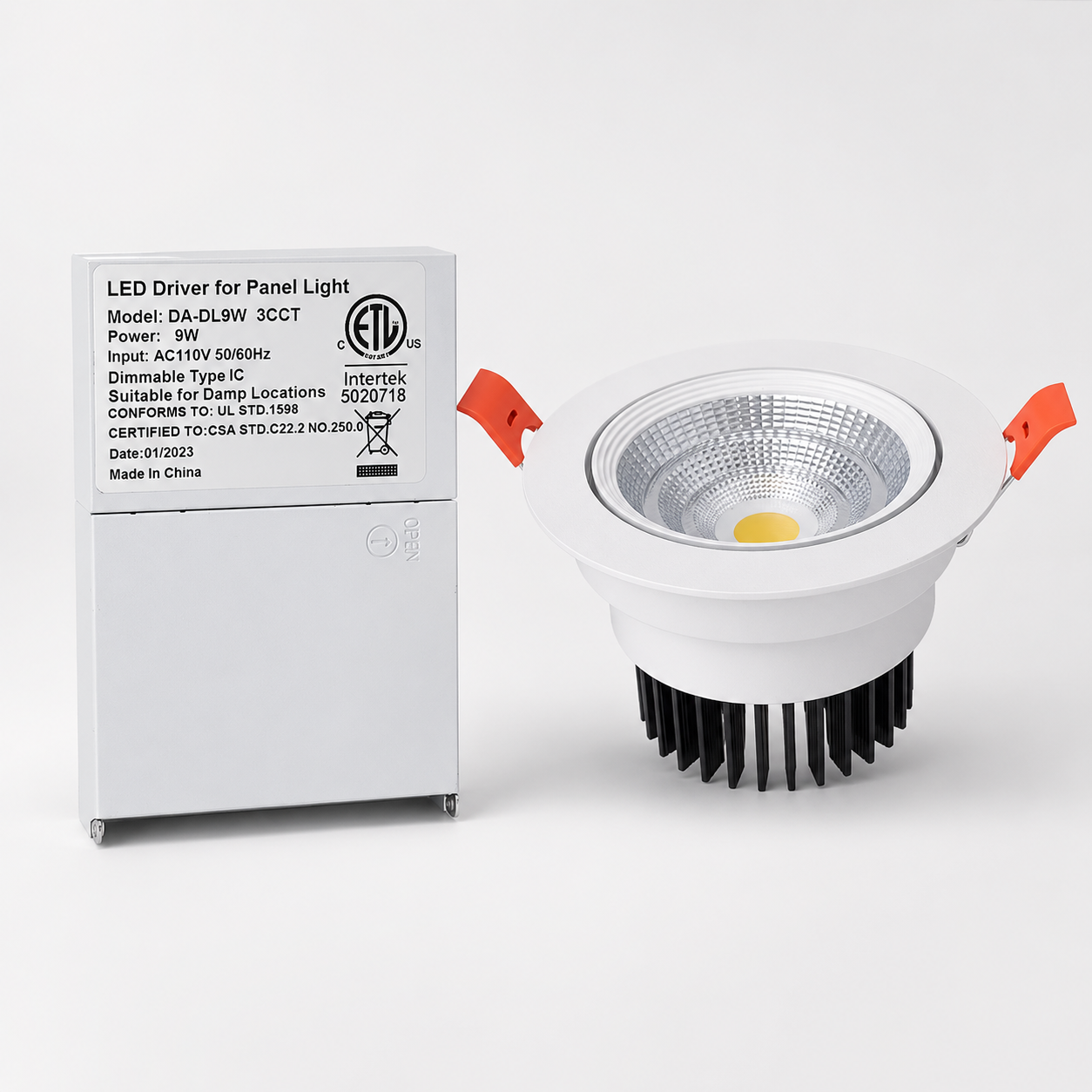 FDL Series - ETL certified LED driver DA-DL9W 3CCT with downlight unit