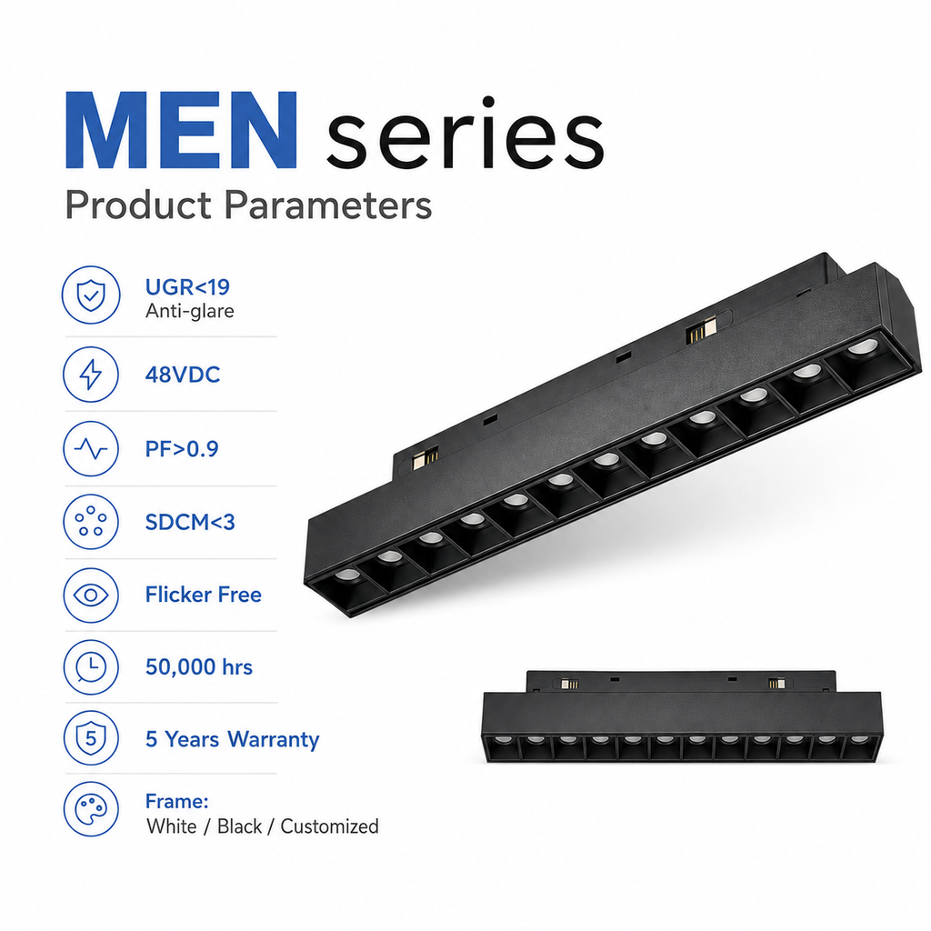 MEN Series Dimmable Options - TRIAC 0-10V DALI with CCT 2700K 3000K 3500K 4000K 5000K 6000K and DIP CCT 3000K 4000K 5700K two sizes black body