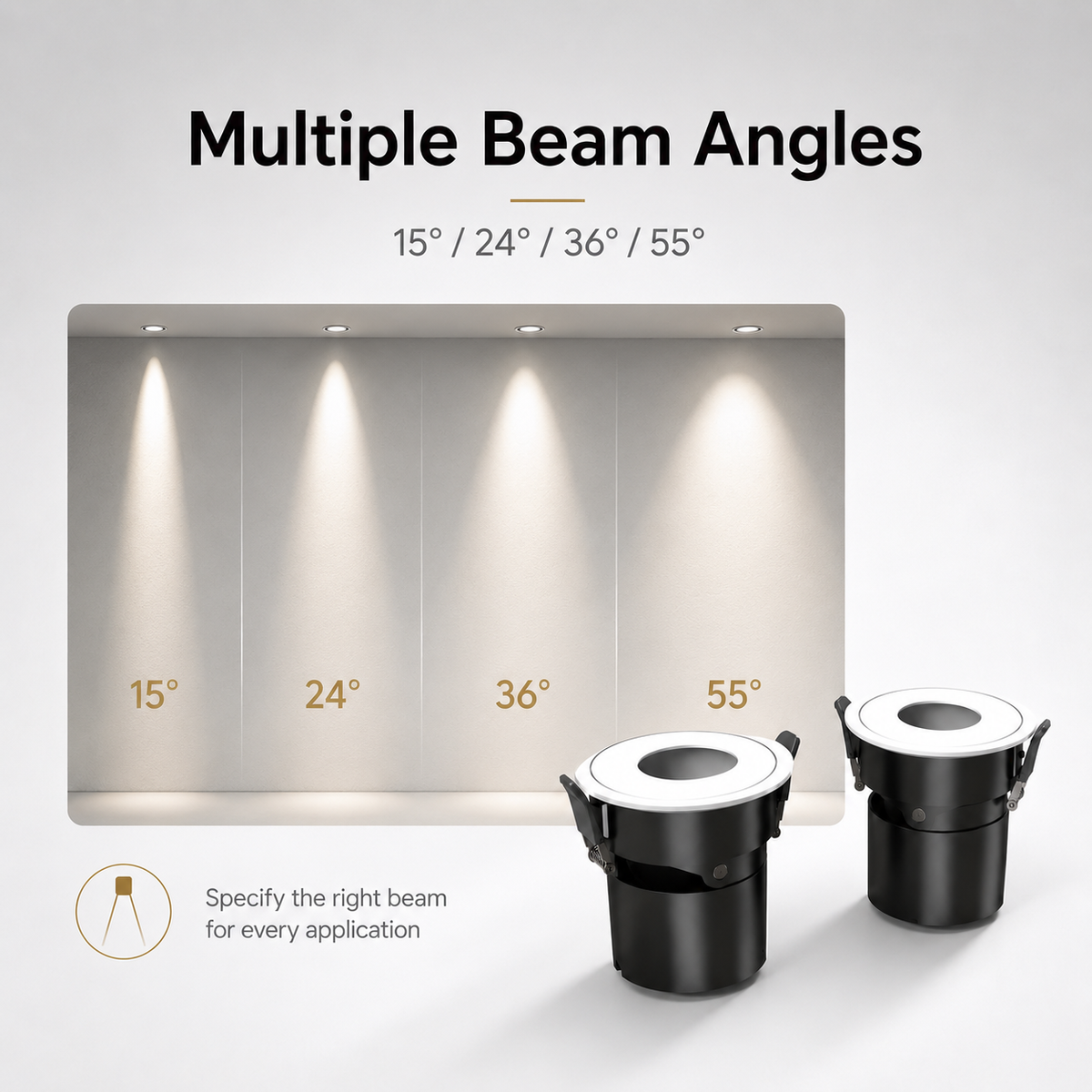 KDL Series - Multiple Beam Angles 15/24/36/55 degrees wall wash effect comparison