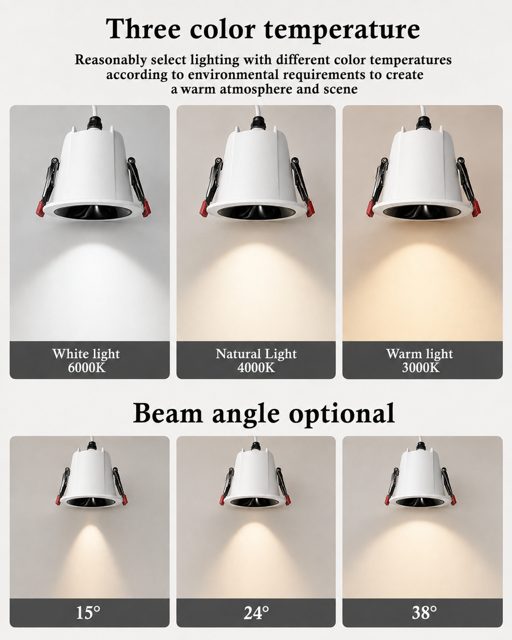 MDL Series - Three color temperature 6000K White 4000K Natural 3000K Warm and beam angle 15 24 38 degree options