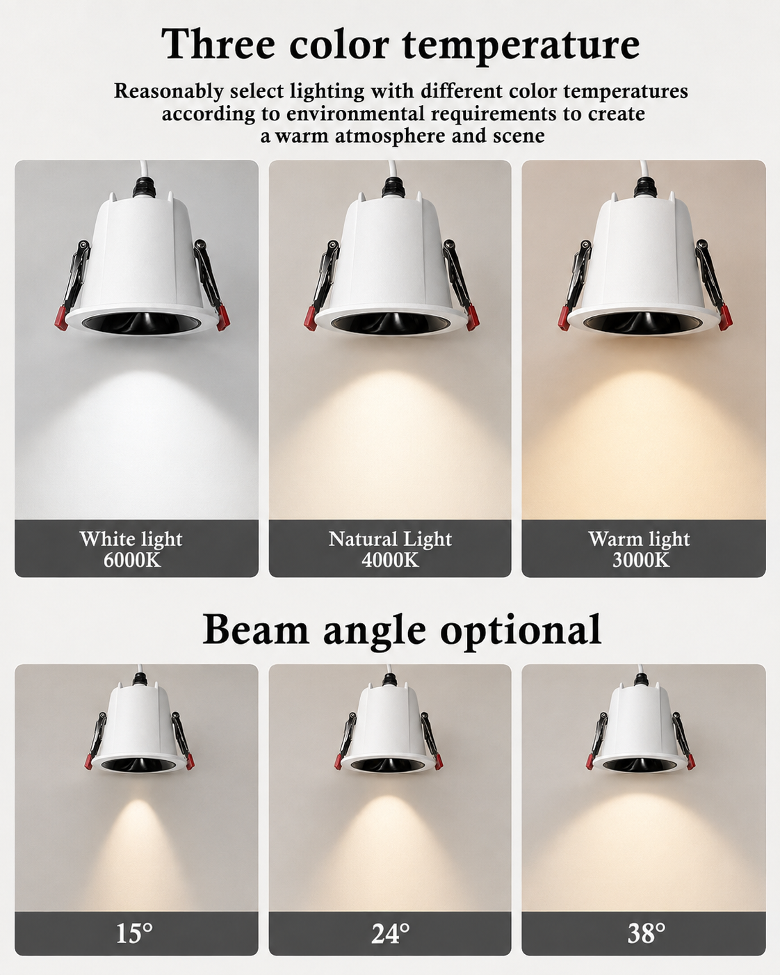 MDL Series - Three color temperature 6000K White 4000K Natural 3000K Warm and beam angle 15 24 38 degree options