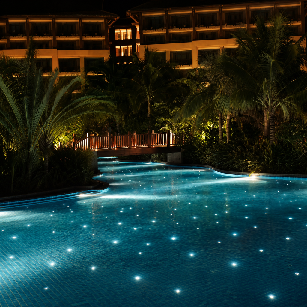 DDL Series - pool installation starry light effect at night