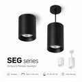 SEG Series Surface and Pendant Spotlight - black surface-mounted and pendant versions white surface-mounted and pendant versions Anti-glare TRIAC/0-10V/DALI 15/24/36/60 degree 5 Years Warranty