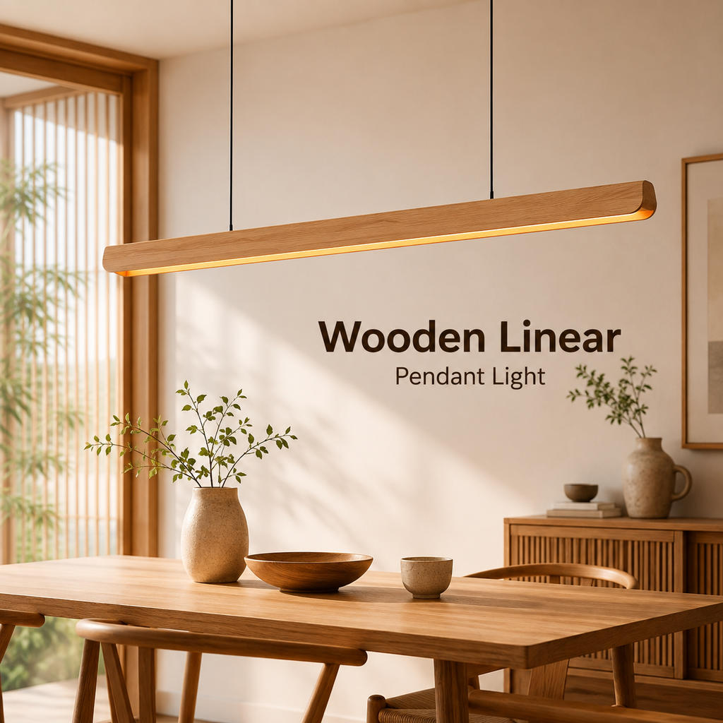 Wooden Linear Pendant Lamp 1000+ Real Project Cases - modern dining room Japanese tea room Scandinavian dining space minimalist restaurant warm cafe refined meeting room boutique hospitality contemporary residential ISO9001 ETL FCC CE RoHS SAA certified