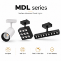 MDL Series Surface Mounted Track Lights - white cylinder spotlight black square grille black linear grille Anti-glare UGR 12-19 TRIAC/0-10V/DALI 5 Years Warranty