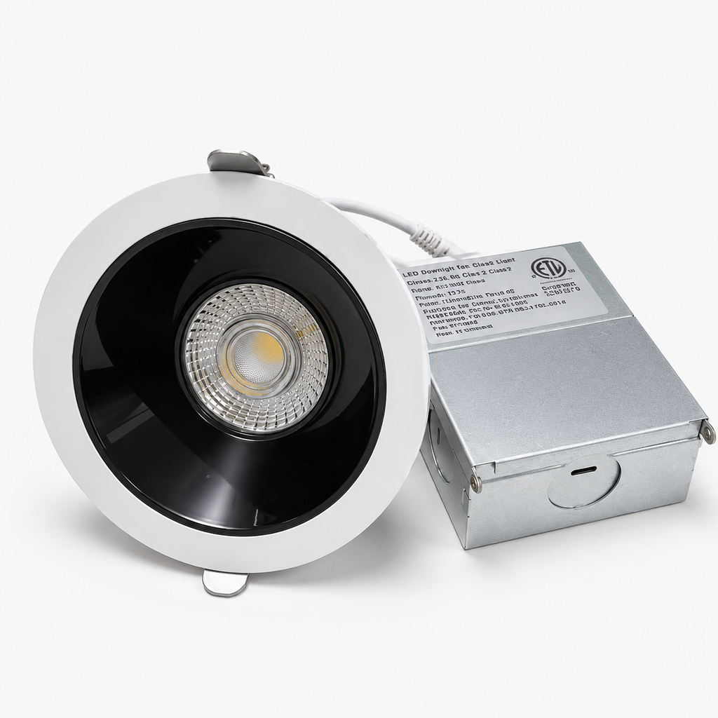 GDL Series - white frame with black baffle and ETL certified driver unit