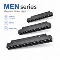 MEN Series Product Parameters - UGR<19 Anti-glare 48VDC PF>0.9 SDCM<3 Flicker Free 50000hrs 5 Years Warranty White Black Customized frame black body angled view